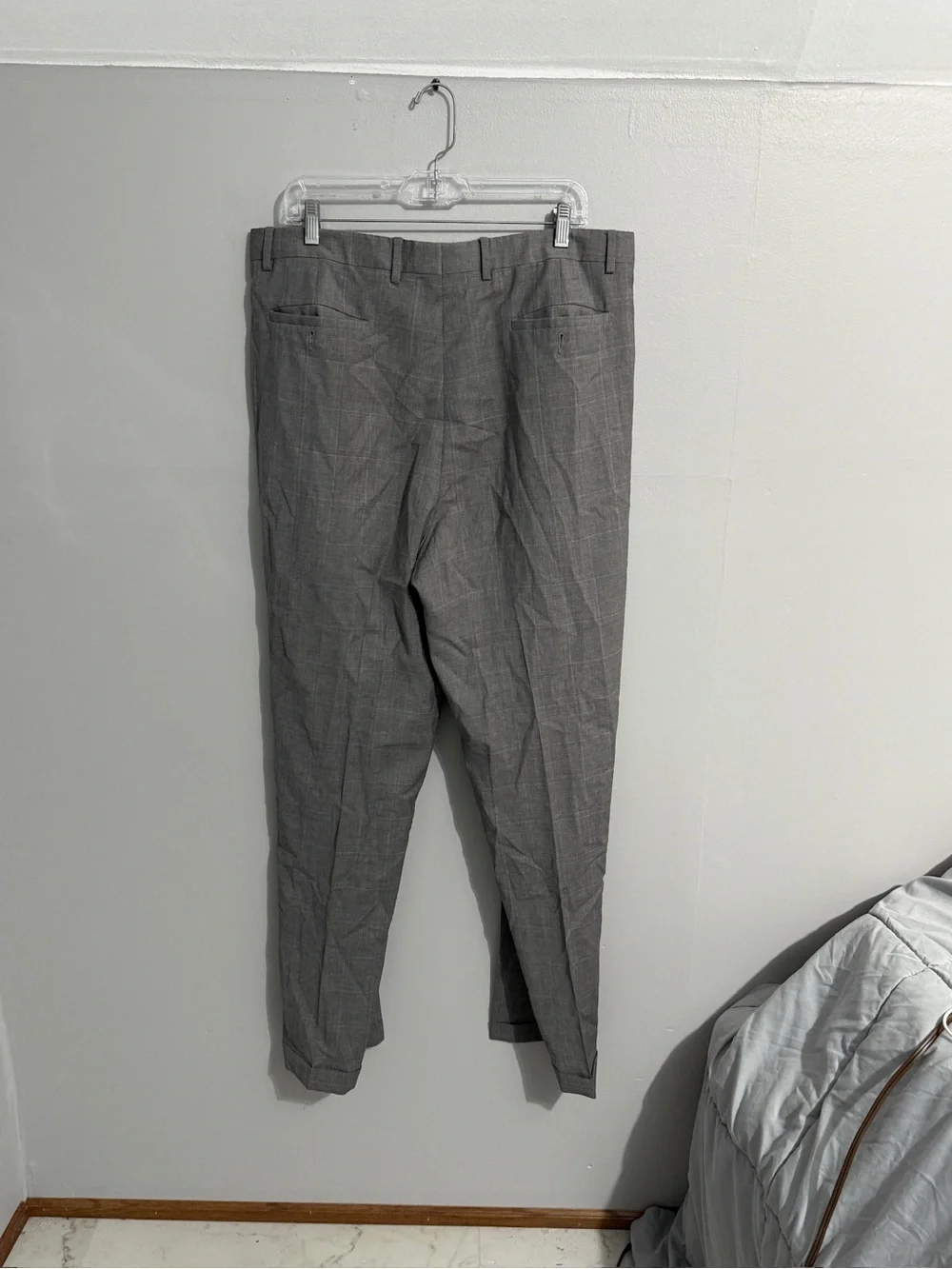Zanella Pants Mens 36 Gray Pleated Dress Trousers Cuffed Hem Wool Business